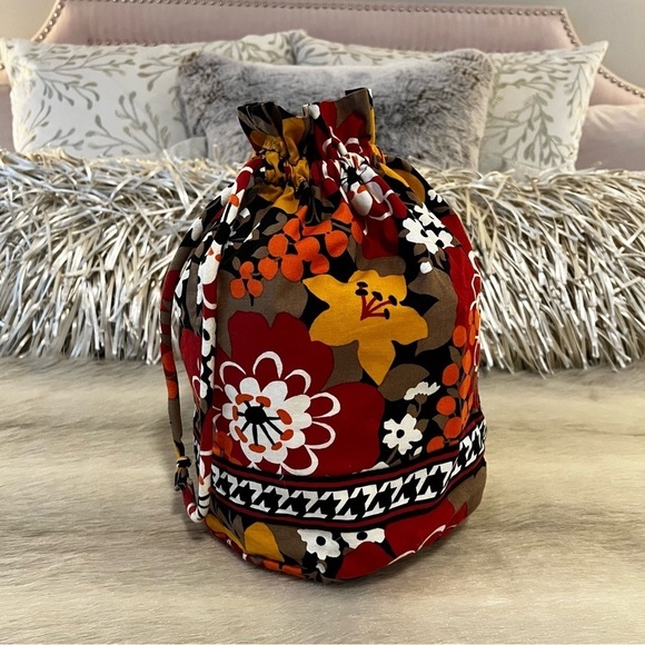 Vera Bradley Handbags - VERA BRADLEY Bittersweet 2013 Ditty Bag Drawstring Lined Yellow Brown Y2K Travel